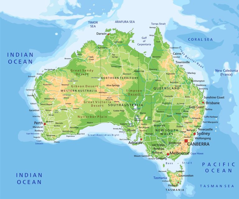 australia physical map