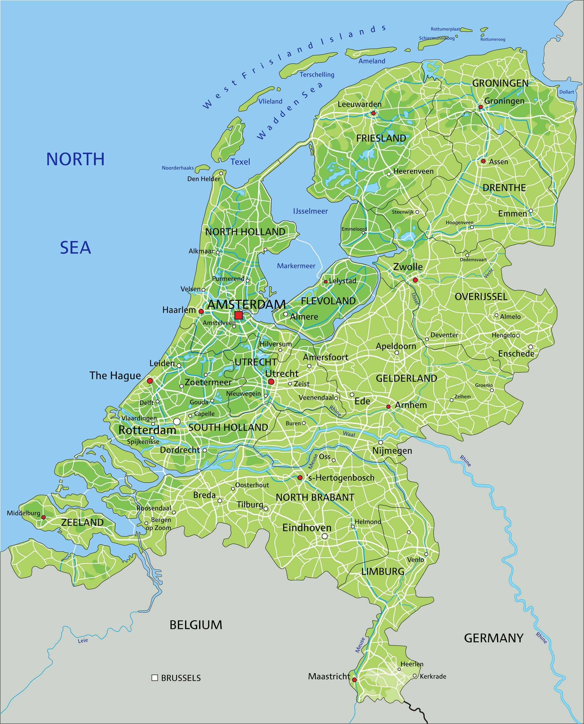 Netherlands WorldMap1 Com Blog Netherlands Physical Map