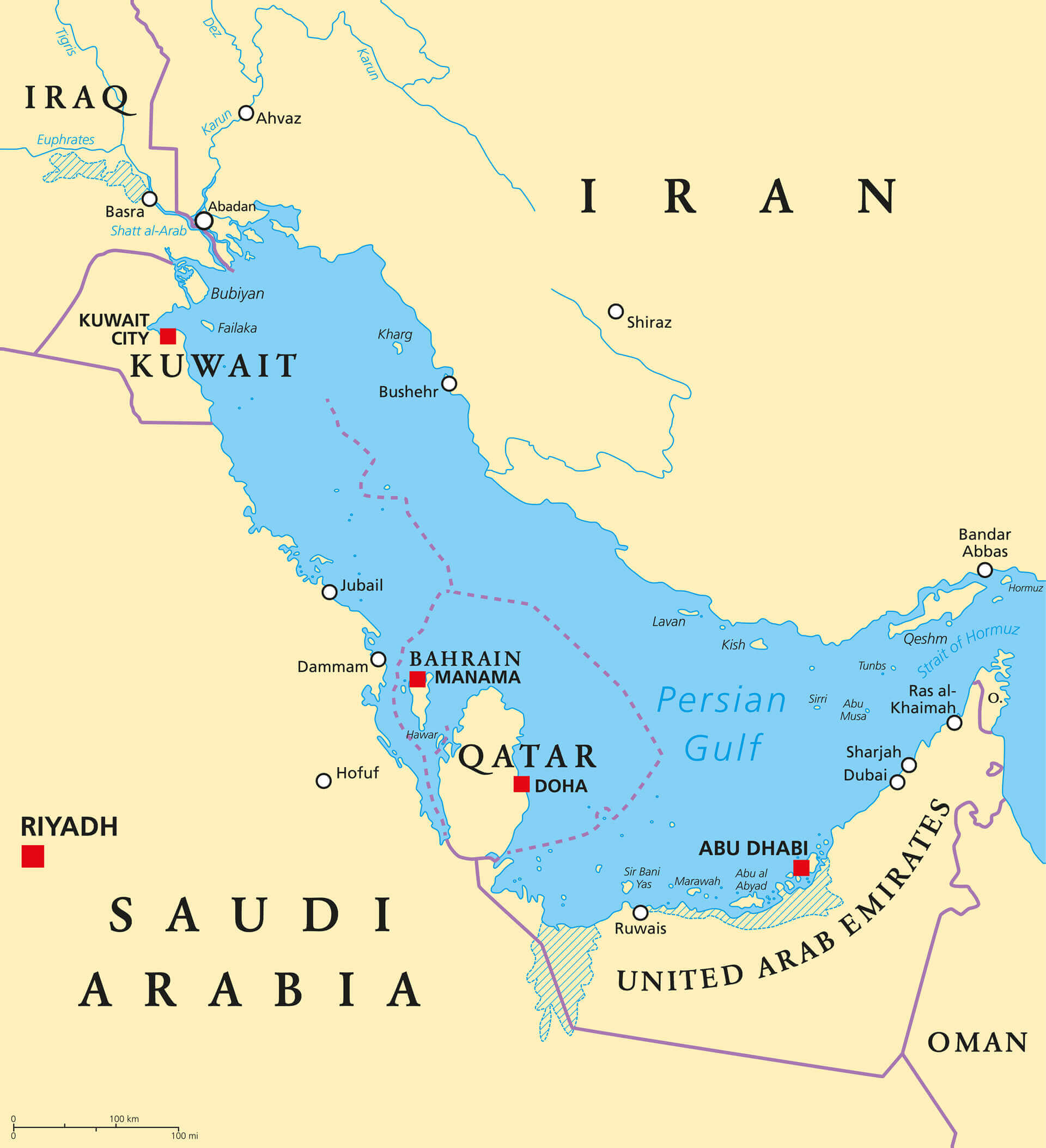 Where is located Doha in the Middle East